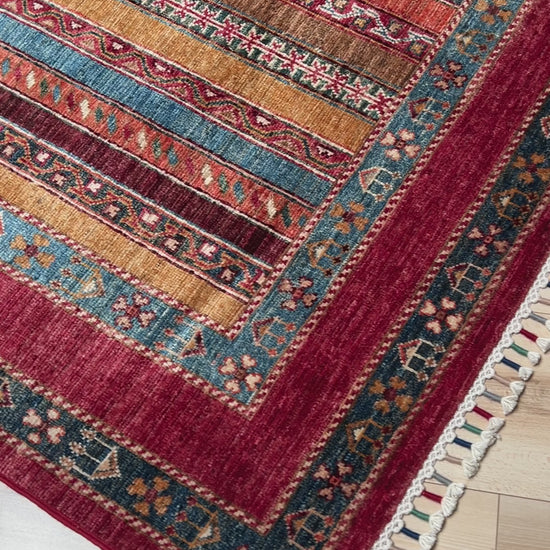 Shaal striped handmade rug with silky sheen. Luxury rug shop sf bay area. Oriental rug shop palo alto berkeley.