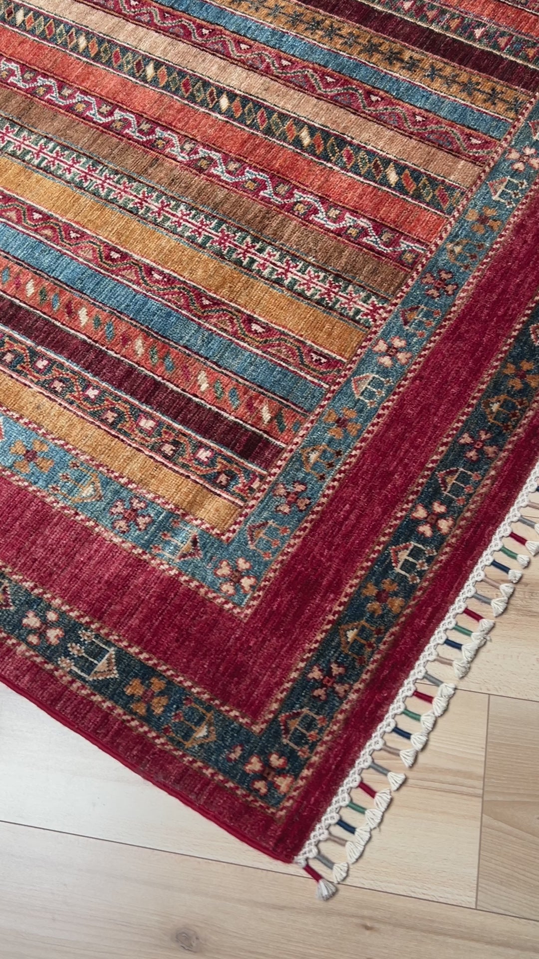 Shaal striped handmade rug with silky sheen. Luxury rug shop sf bay area. Oriental rug shop palo alto berkeley.