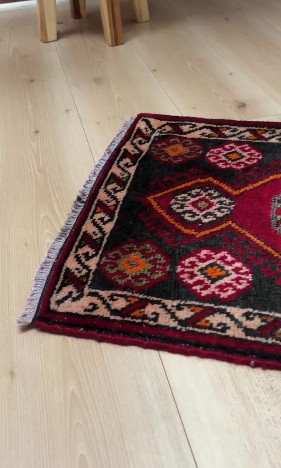 Red Black 2x3 handmade smalll wool rıg for kitchen entry under the desk bathroom bedroom Turkish mini rug free shipping