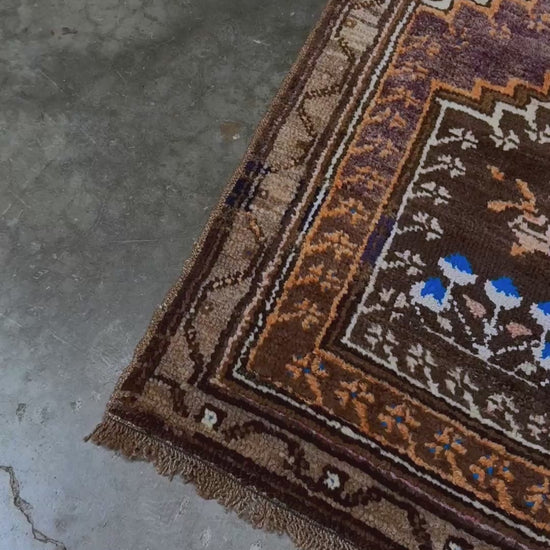 3x4 Kars Wool vintage turkish mini rug. Handmade turkish rug shop san francisco bay area. Buy handmade wool rug online
