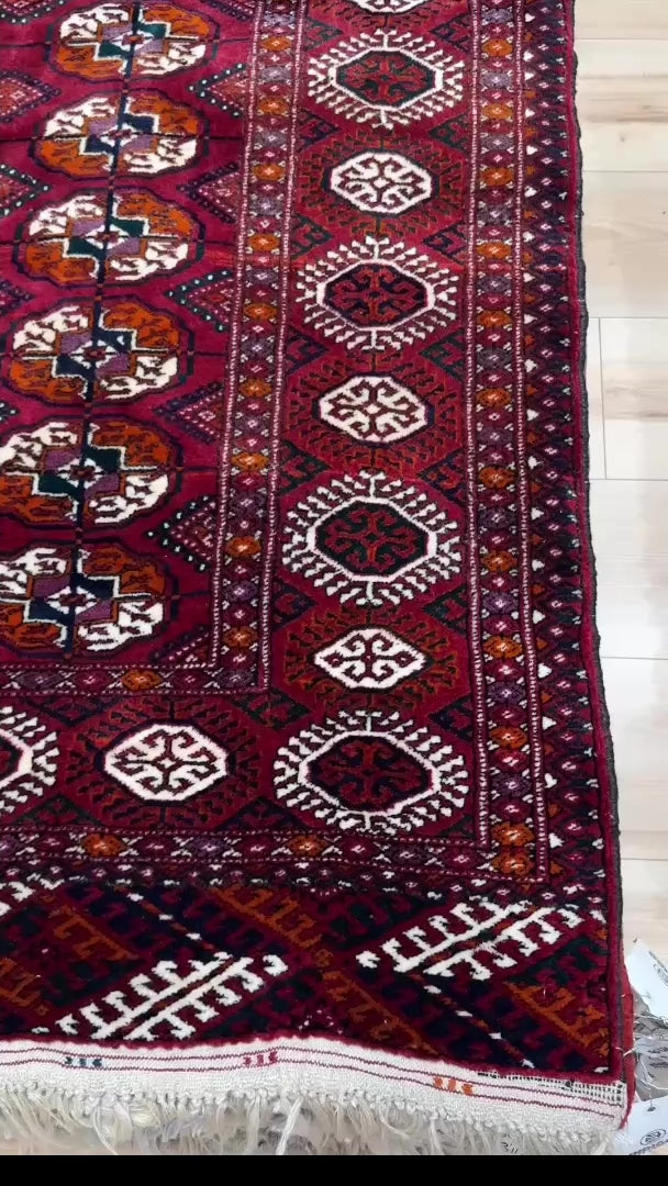 4x6 red purple bukhara handmade vintage turkmen scatter accent rug shop san mateo sf bay area. Rug for living room bedroom nursery study. Best handmade rug shop. Buy rug online free shipping.