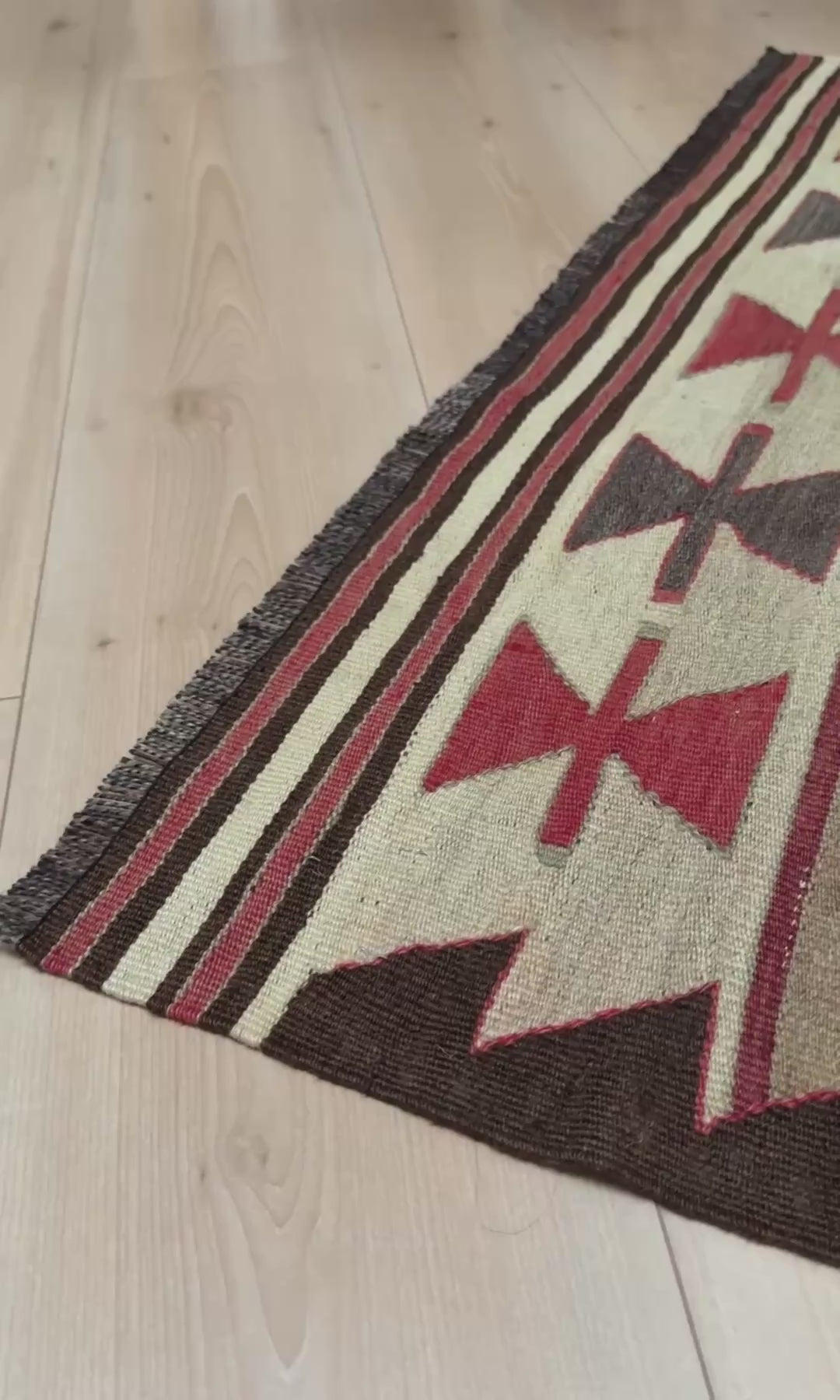 Vintage Mut kilim rug 3x4 with Navajo-style geometric medallions — handwoven reibal Turkish wool flatweave, available at Indigo Rugs, the best rug shop in San Francisco Bay Area, Burlingame CA.