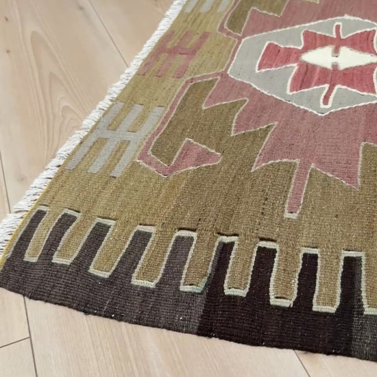 3x4 Navajo style turkish kilim wool rug for bedroom nursery kitchen entry tribal flatweave rug  shop san francisco bay area. Handmade wool flatweave rug.