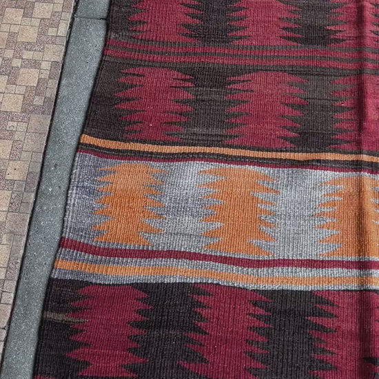 4x6 Vintage striped handmade turkish kilim rug shop. Wool Flatweave rug nursery kitchen bedroom