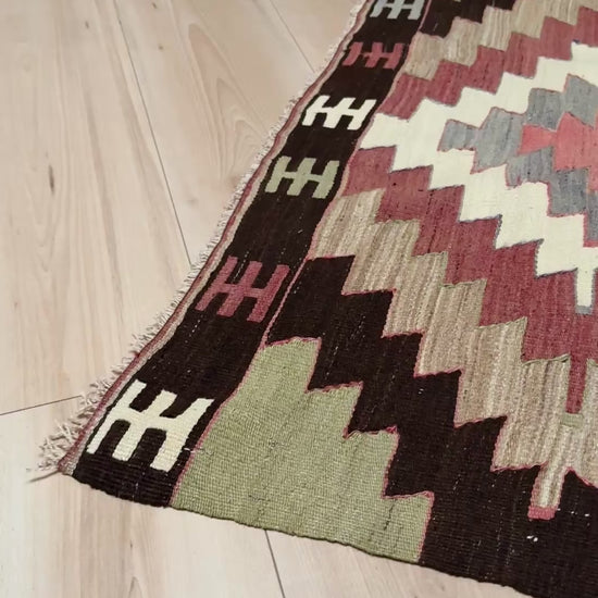 4x5 Navajo style turkish kilim wool rug for bedroom nursey kitchen entry flatweave rug  shop san francisco bay area. Handmade wool flatweave rug.