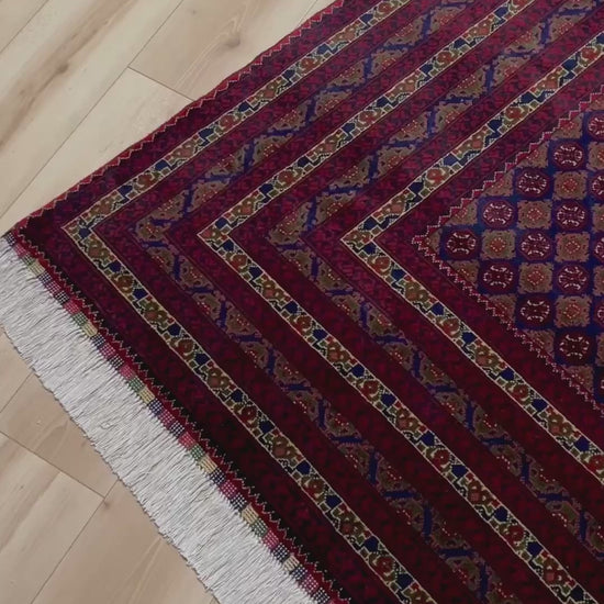 deep indigo blue turkmen khoja roshnai rug 7x9 tribal gul pattern afghan handmade merino wool rug silky sheen indigo rugs san francisco bay area