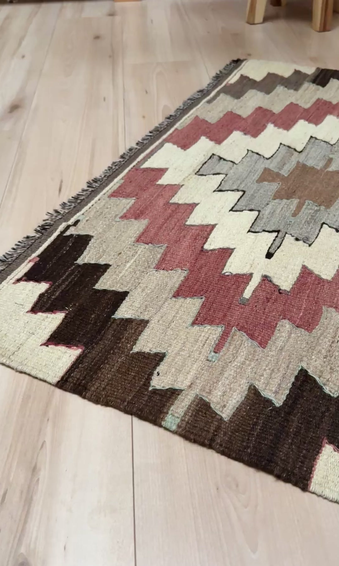 4x6 Navajo style muted turkish kilim wool rug for bedroom nursery kitchen entry tribal flatweave rug  shop san francisco bay area. Handmade wool flatweave rug.