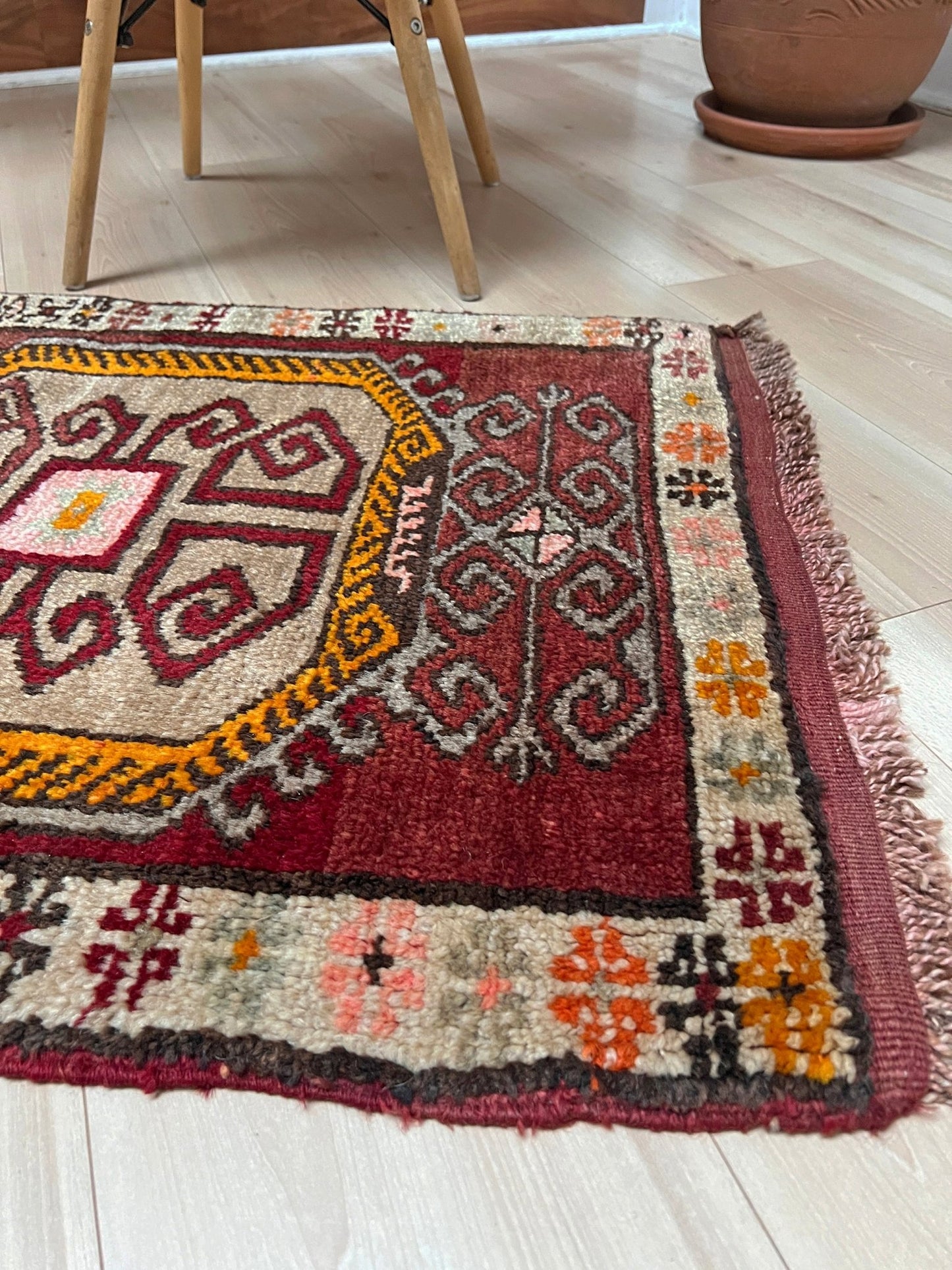 2x3 Handmade vintage turkish mini rug for Entry bedroom bathroom under the desk. Small wool carpet rug free shipping best rug shop san francisco bay area.