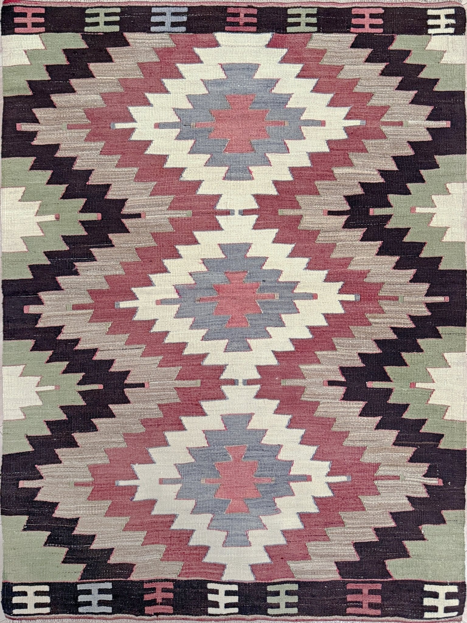 4x5 Navajo style turkish kilim wool rug for bedroom nursey kitchen entry flatweave rug  shop san francisco bay area. Handmade wool flatweave rug.