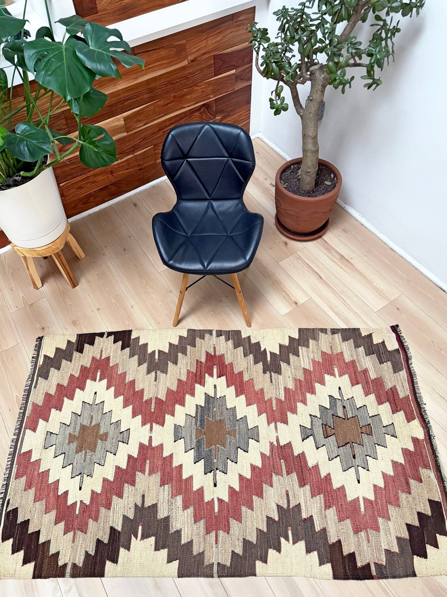 4x6 Navajo style muted turkish kilim wool rug for bedroom nursery kitchen entry tribal flatweave rug  shop san francisco bay area. Handmade wool flatweave rug.