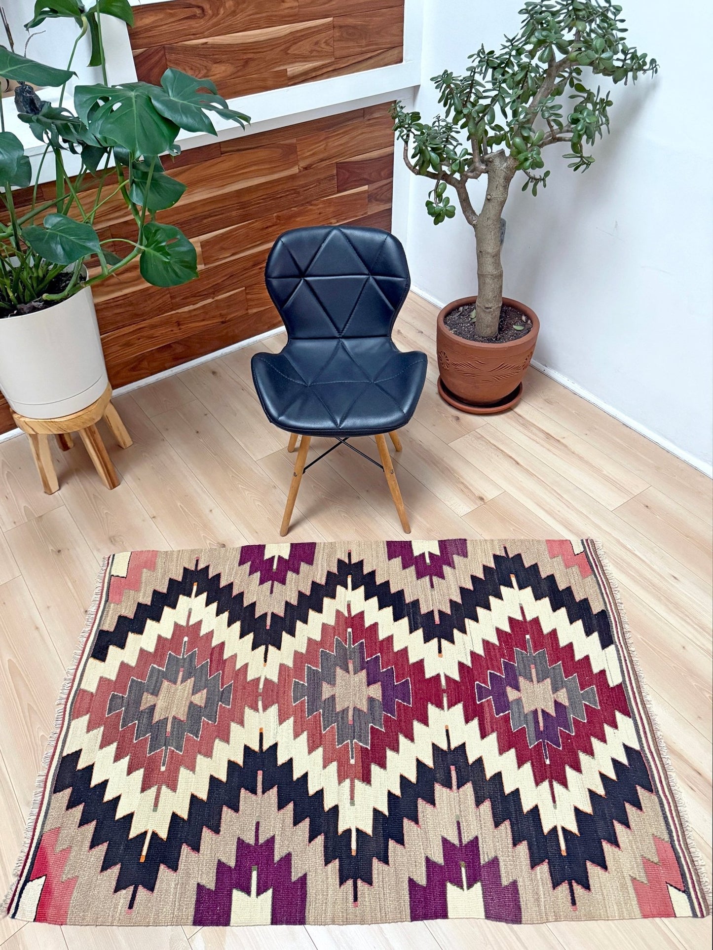 3x5 Navajo style turkish kilim wool rug for bedroom nursery kitchen entry tribal flatweave rug  shop san francisco bay area. Handmade wool flatweave rug.