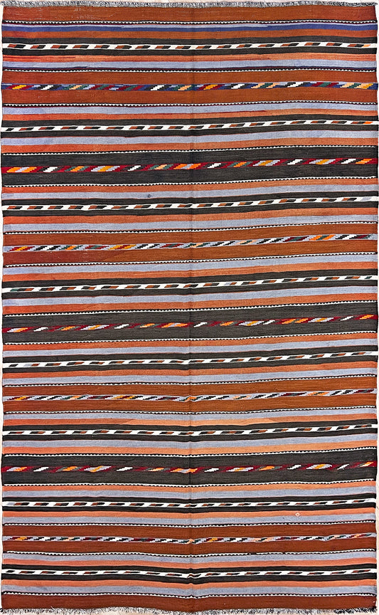 6X9 Caucasian minimalist kilim rug shop san francisco bay area. Buy online Handmade wool rug for dining, nursery, bedroom, living room.