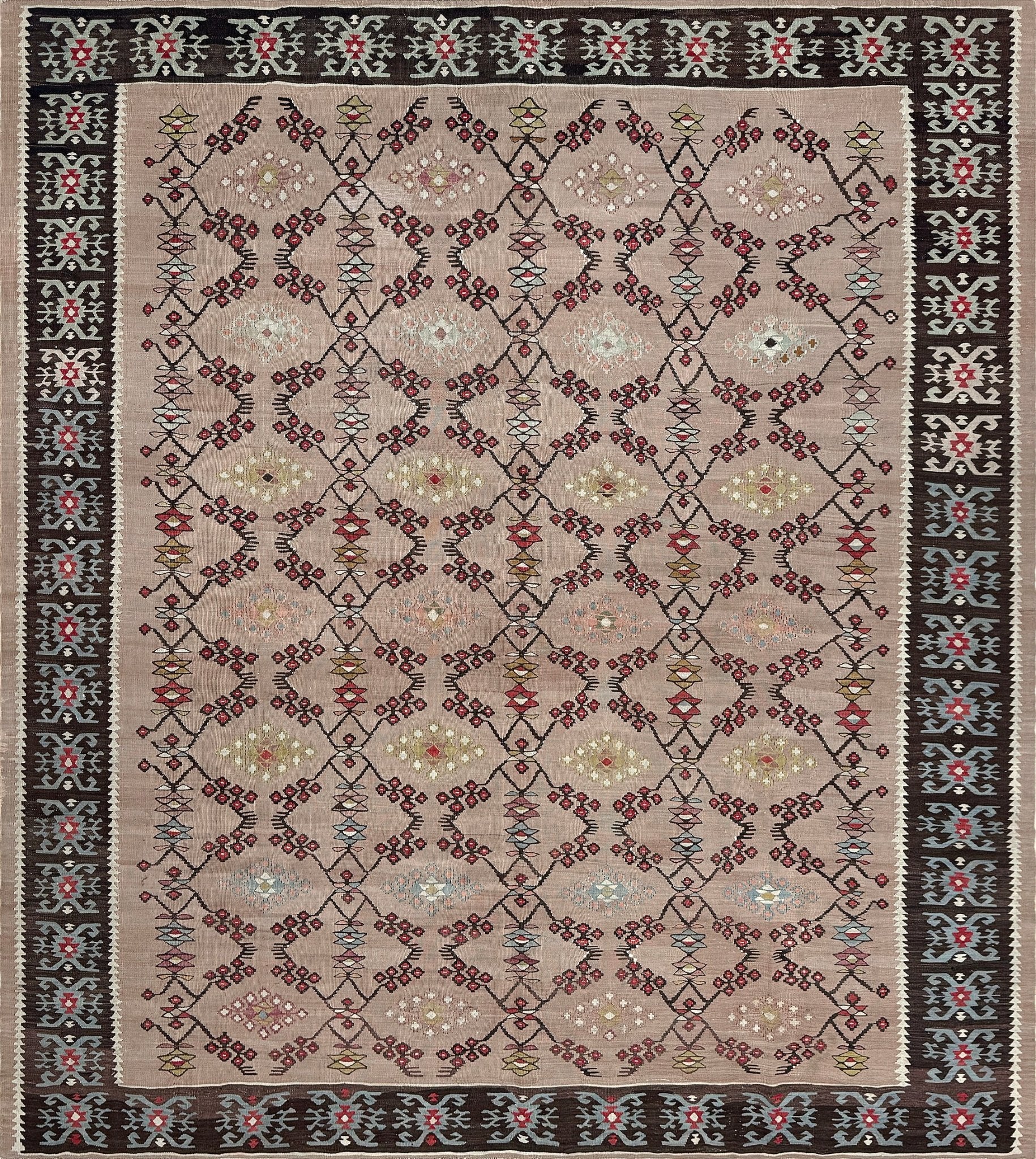 Pirot Rug Pattern 9x9 Square Neutral Pirot / Sharkoy European Vintage Kilim Flatweave Rug ...