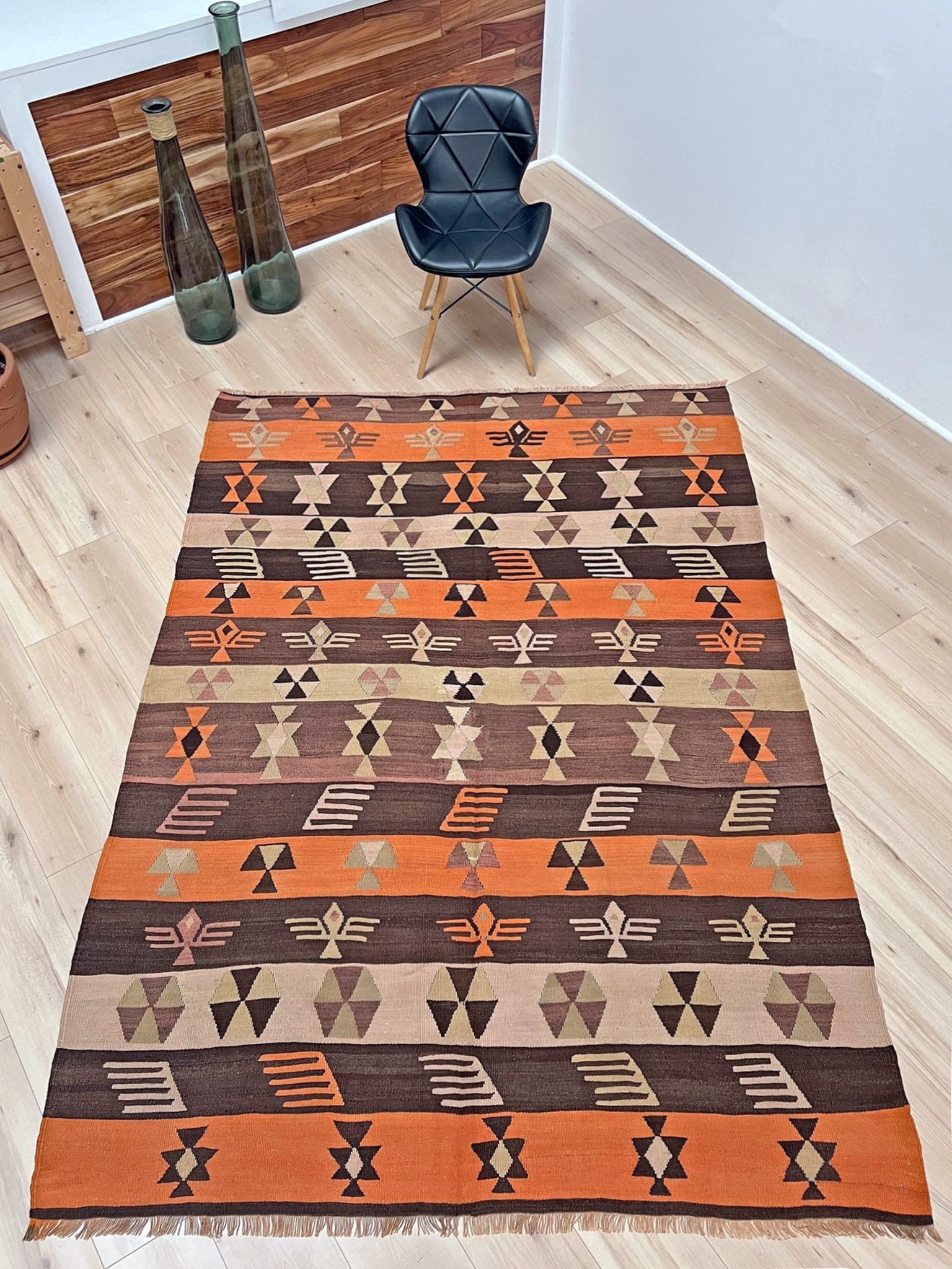 6x8 Navajo style flatweave Turkish Kilim rug shop san francisco bay area. 6x8 Handmade wool rug. Buy handmade rug online.