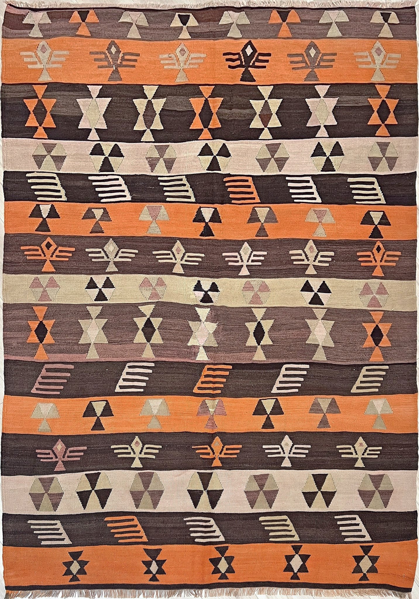 6x8 Navajo style flatweave Turkish Kilim rug shop san francisco bay area. 6x8 Handmade wool rug. Buy handmade rug online.