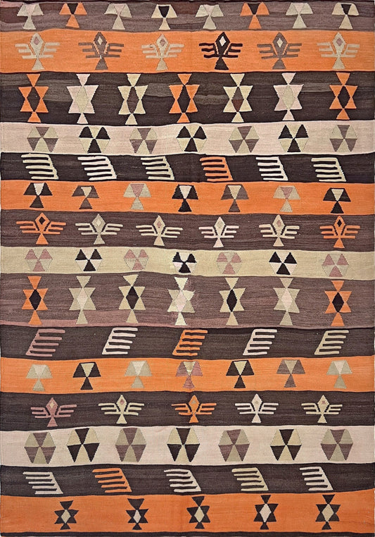 6x8 Navajo style flatweave Turkish Kilim rug shop san francisco bay area. 6x8 Handmade wool rug. Buy handmade rug online.
