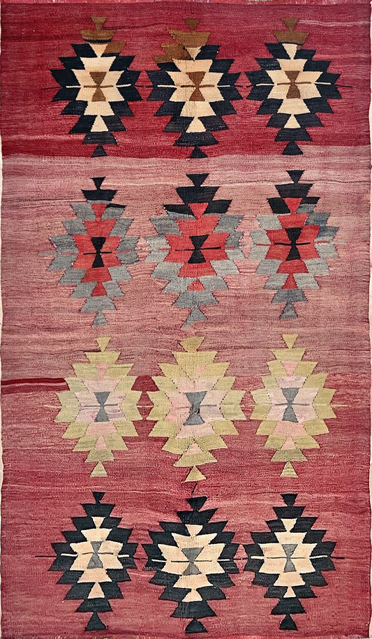 5x8 handmade Vintage turkish kilim flatweave rug shop San francisco bay area. Navajo style rug. Buy turkish rug online