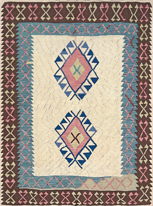 Vintage turkish flatweave kilim rug shop san francisco bay area. 4x6  Handmade wool rug. Buy rug online.