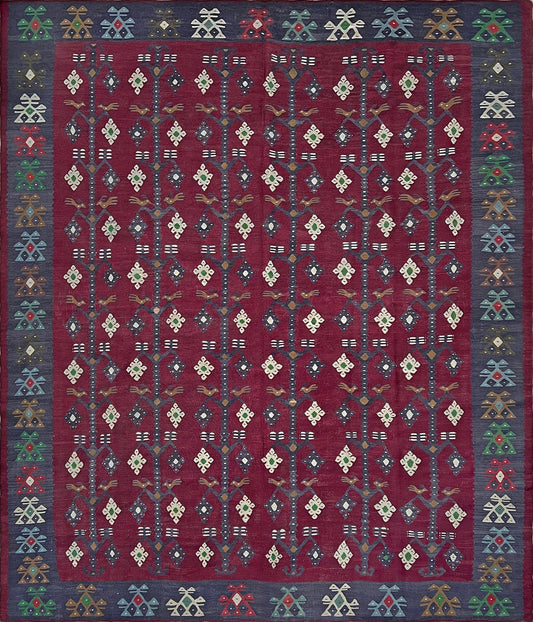 8x10 maroon pirot vintage kilim flatweave rug shop san francisco bay area. Buy Turkish handmade wool flatweave rug online Sale 
