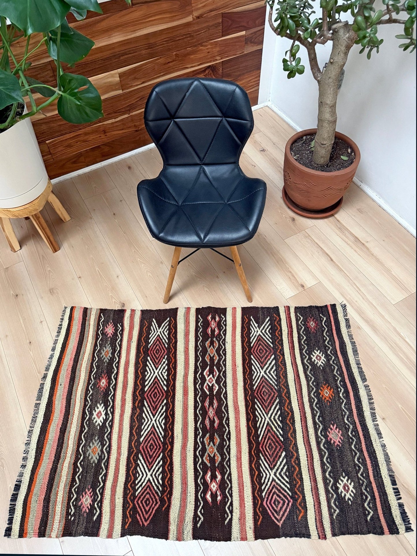 3x4 Vintage Turkish Kilim Rug, Handmade Wool Carpet Rug shop san francisco bay area Tribal Flatweave Rug for Living Room, Bedroom, Dining, Kitchen  Nursery