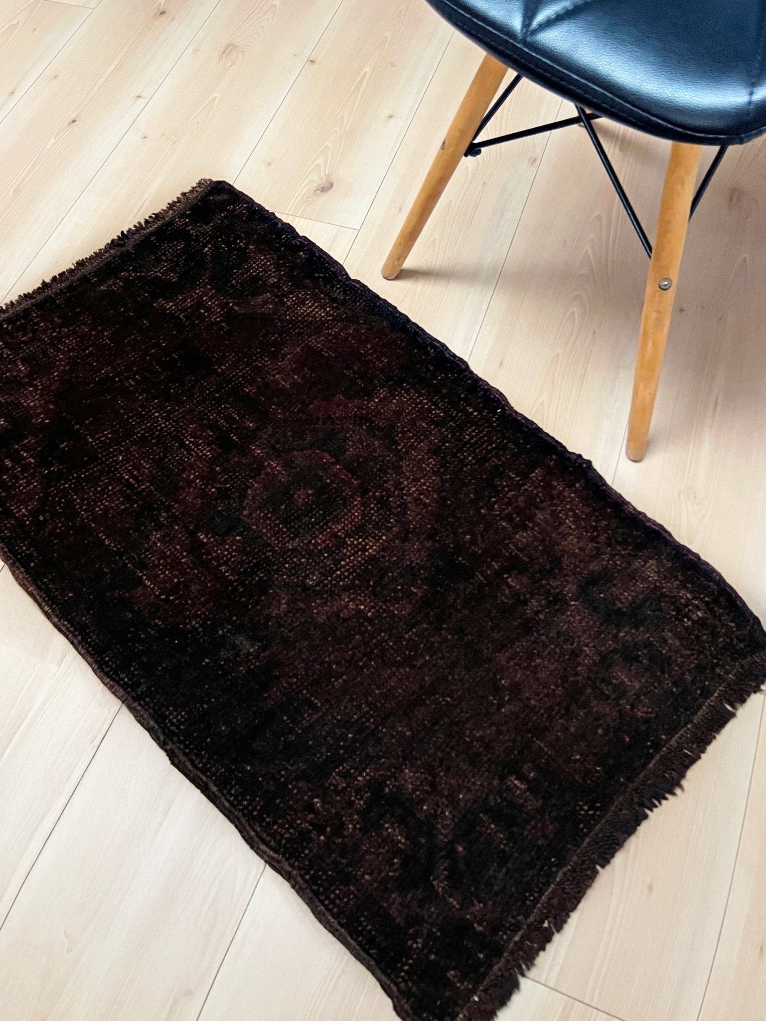 2X3 Black Brown Handmade small turkish mini RUG FOR entry bathroom doorway kitchen under the desk. Wool carpet from the best rug shop san francisco bay area. Free shipping.