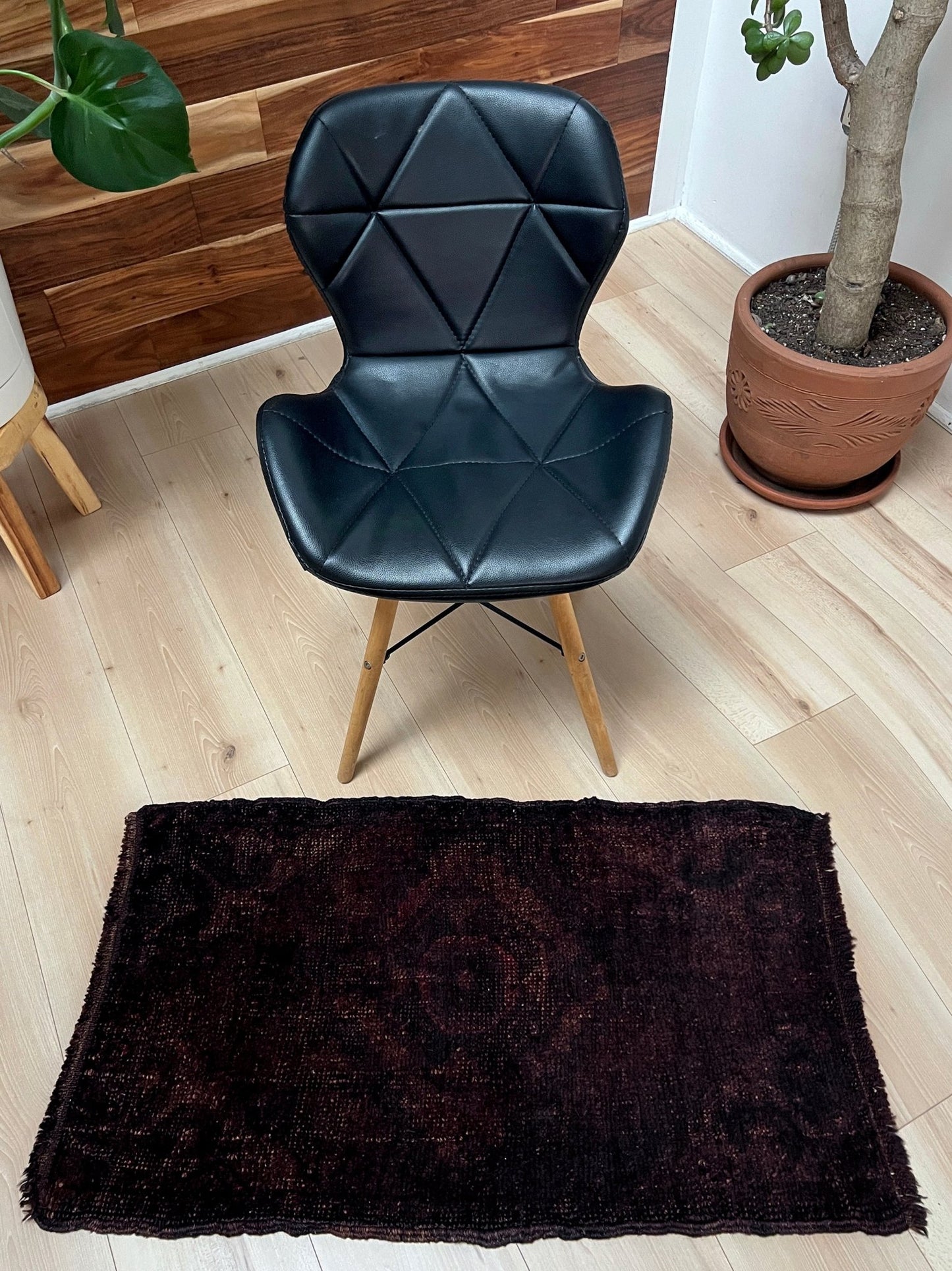 2X3 Black Brown Handmade small turkish mini RUG FOR entry bathroom doorway kitchen under the desk. Wool carpet from the best rug shop san francisco bay area. Free shipping.