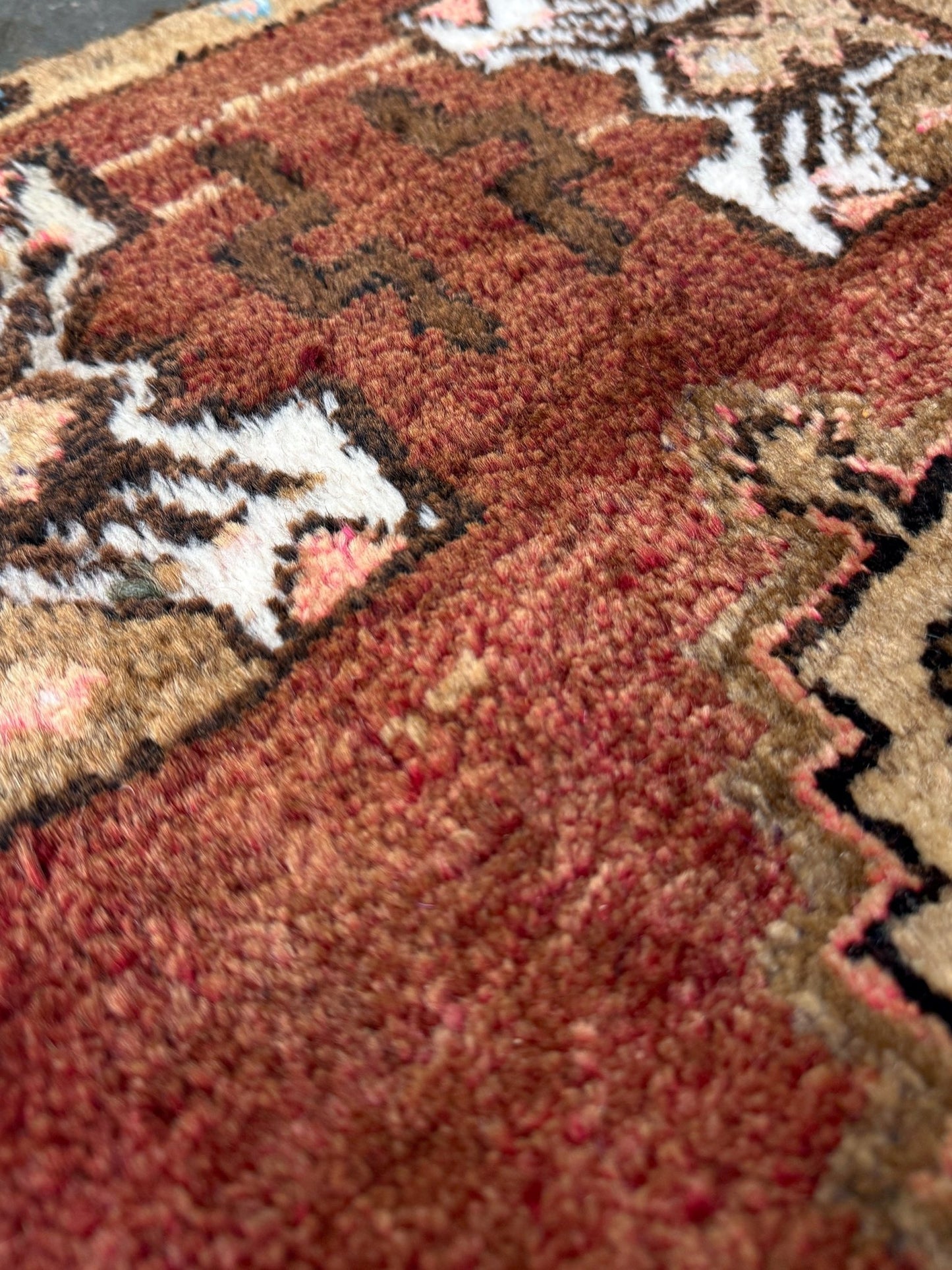 Muted Brick Red Turkish Mini Rug • Handmade Anatolian Village Rug / Yastik (19"x36")