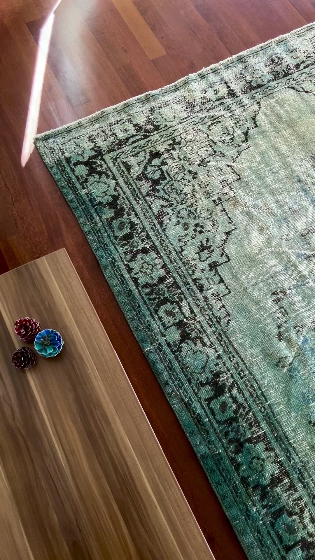 Green disstressed anatolian rug san francisco bay area vintage rug palo alto oriental rug berkeley buy handmade rug online california canada toronto