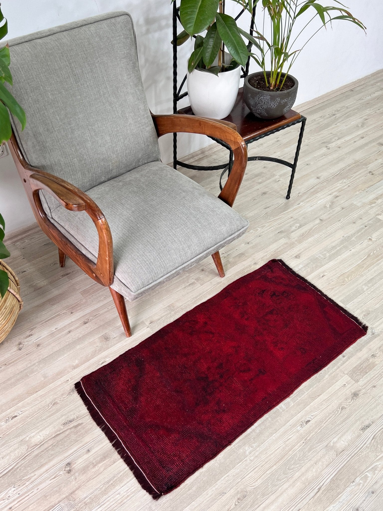 red handmade wool turkish mini rug bathmat doormat. Rug shop san francisco bay area.