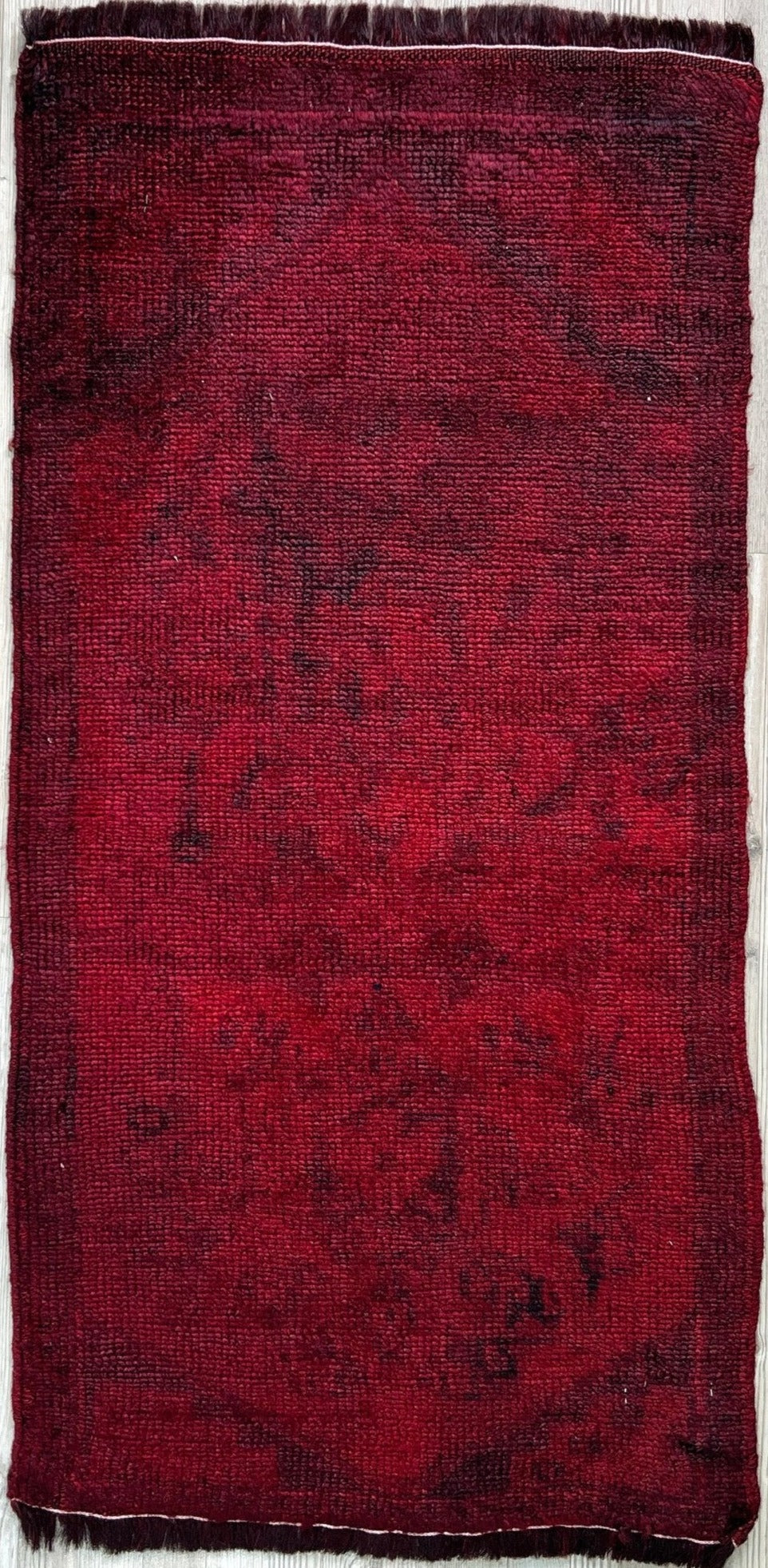 red handmade wool turkish mini rug bathmat doormat. Rug shop san francisco bay area.