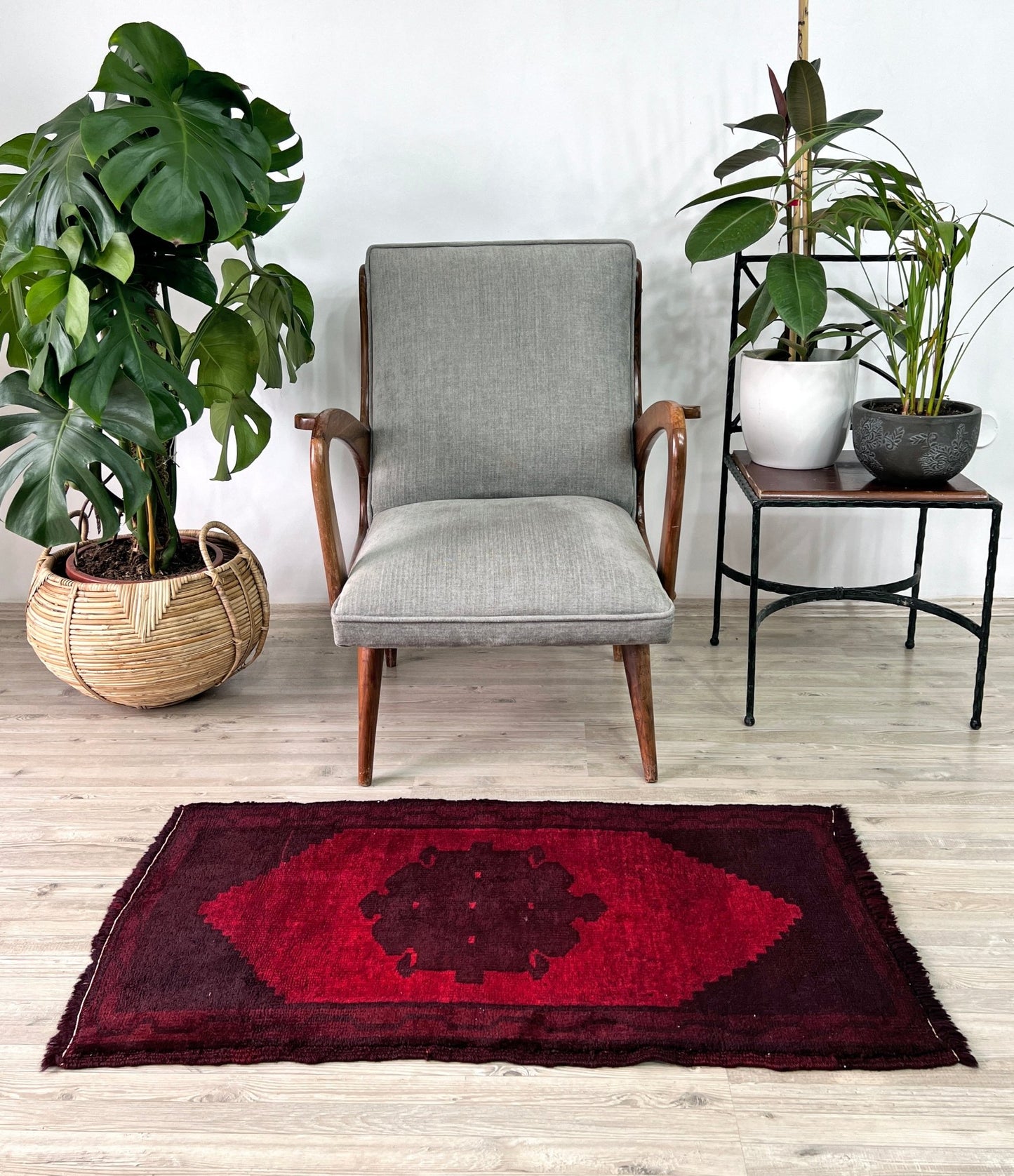 red handmade wool turkish mini rug bathmat doormat. Rug shop san francisco bay area.