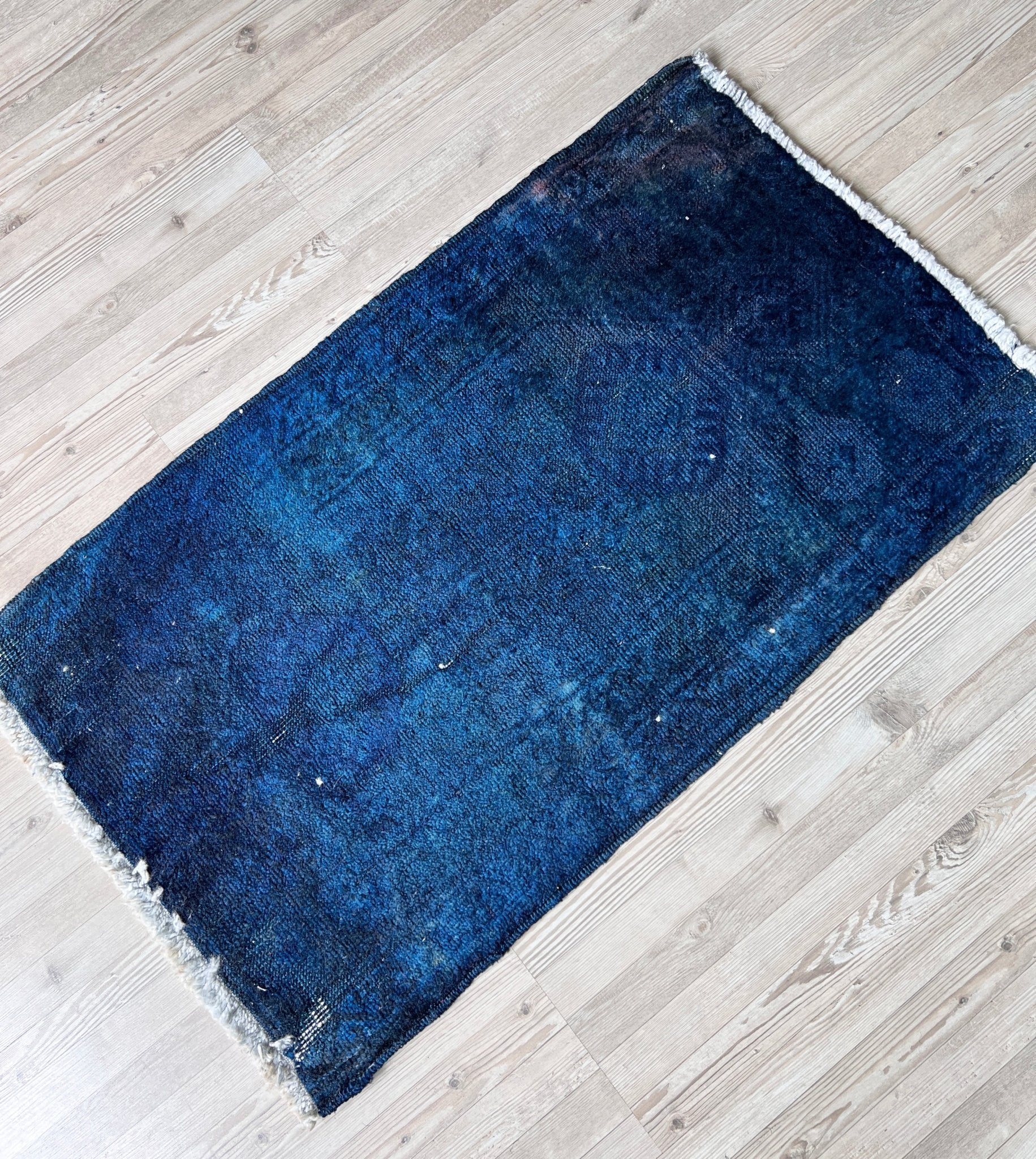 blue handmade wool turkish mini rug bathmat doormat. Rug shop san francisco bay area.