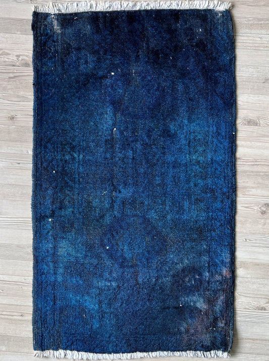 blue handmade wool turkish mini rug bathmat doormat. Rug shop san francisco bay area.