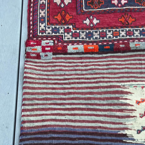 Bakhtiari saddle bag flattened in to a small runner for your kitchen, bedroom, living room, office. Persian rug shop Palo Lato Los Al tos Los Gatos. Oriental rug store berkeley, San francisco california. Buy rugs online free shipping to US, Canada.