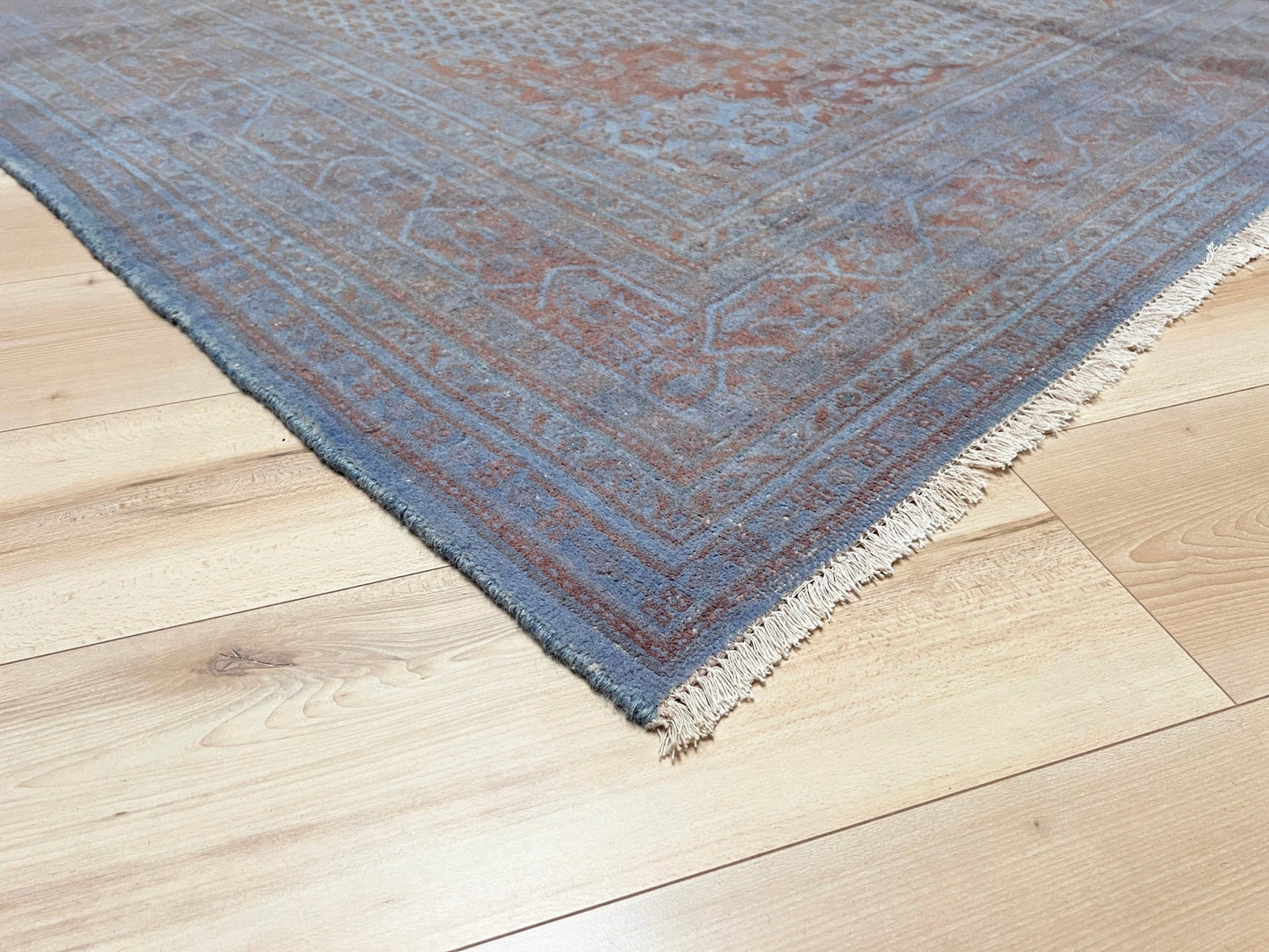 Blue overdyed turkish rug. Muted wool handmade Turkish rug store SF Bay Area. Buy rug palo alto, berkeley, los altos berkeley