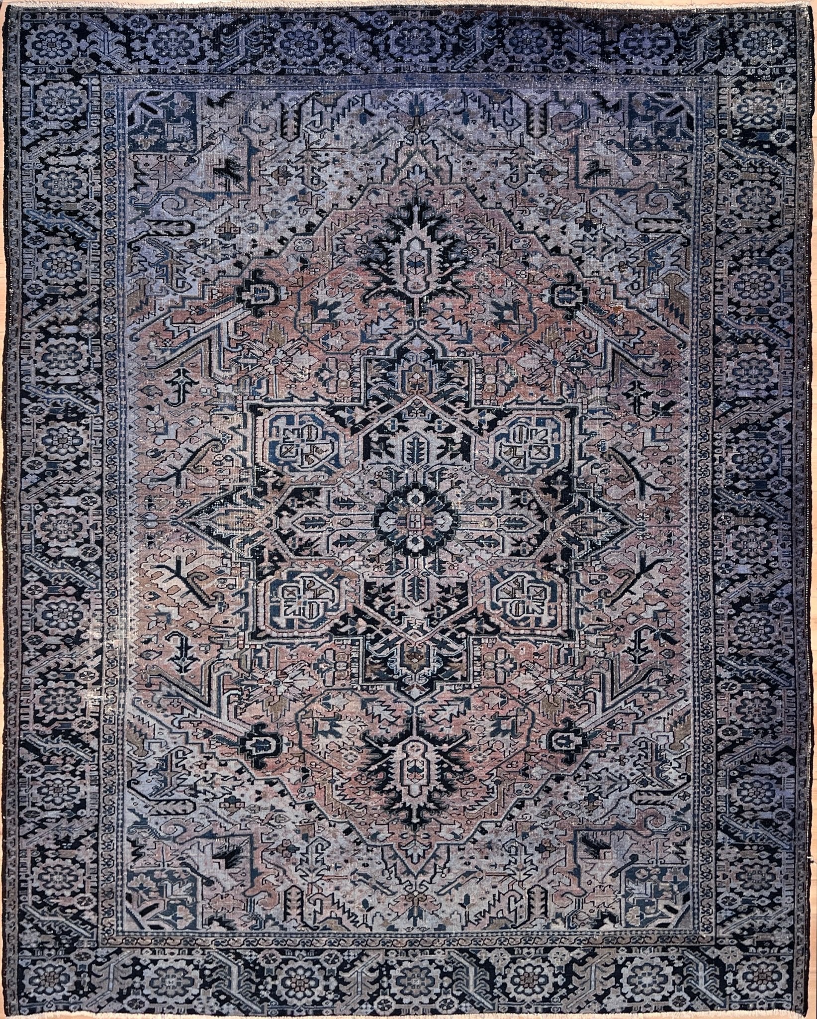 Muted Blue Heriz Serapi Persian Rug. 8x10 large Oriental Rug Shop San Francisco Bay Area. Buy oriental rug online