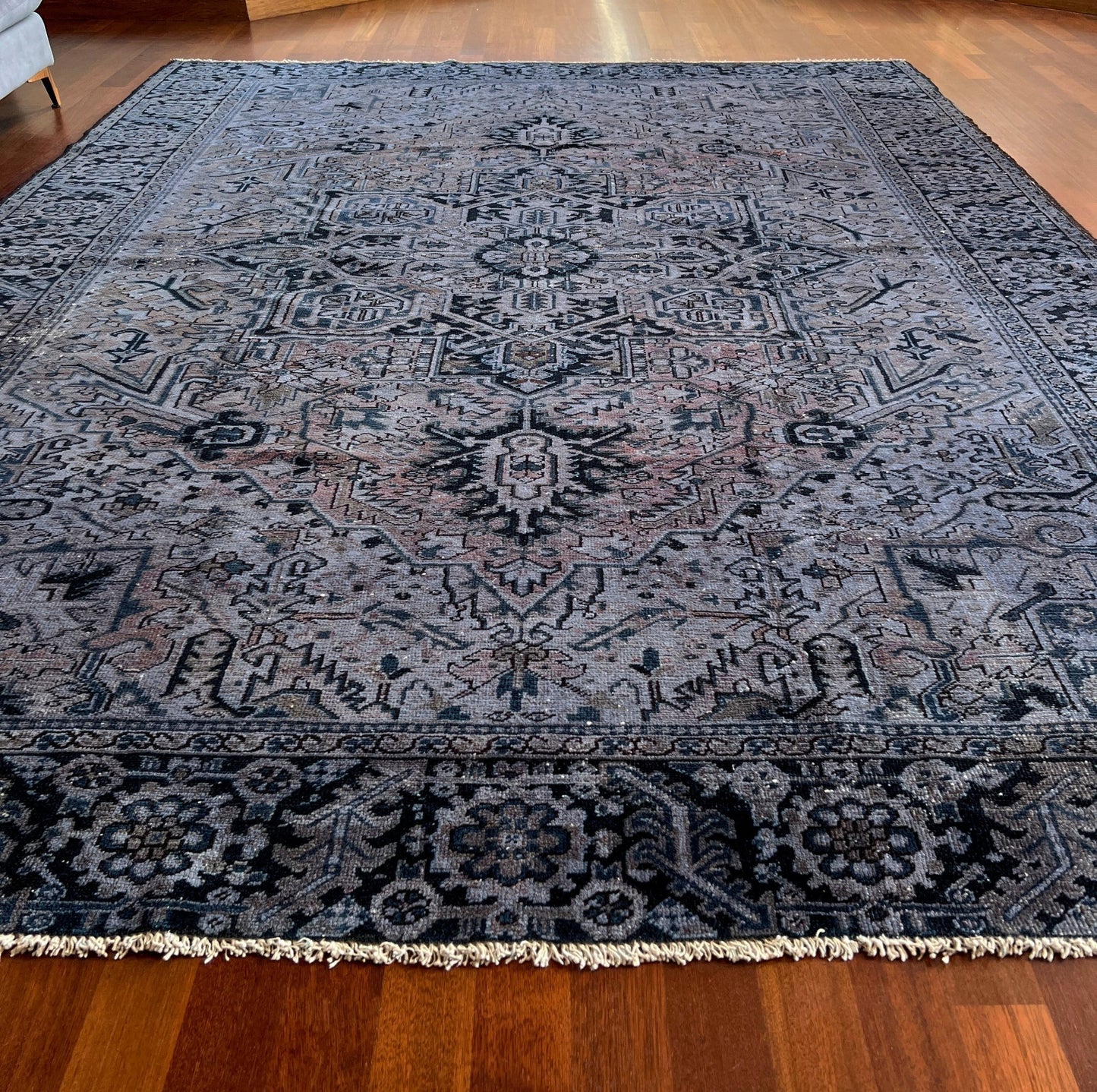 Muted Blue Heriz Serapi Persian Rug. 8x10 large Oriental Rug Shop San Francisco Bay Area. Buy oriental rug online