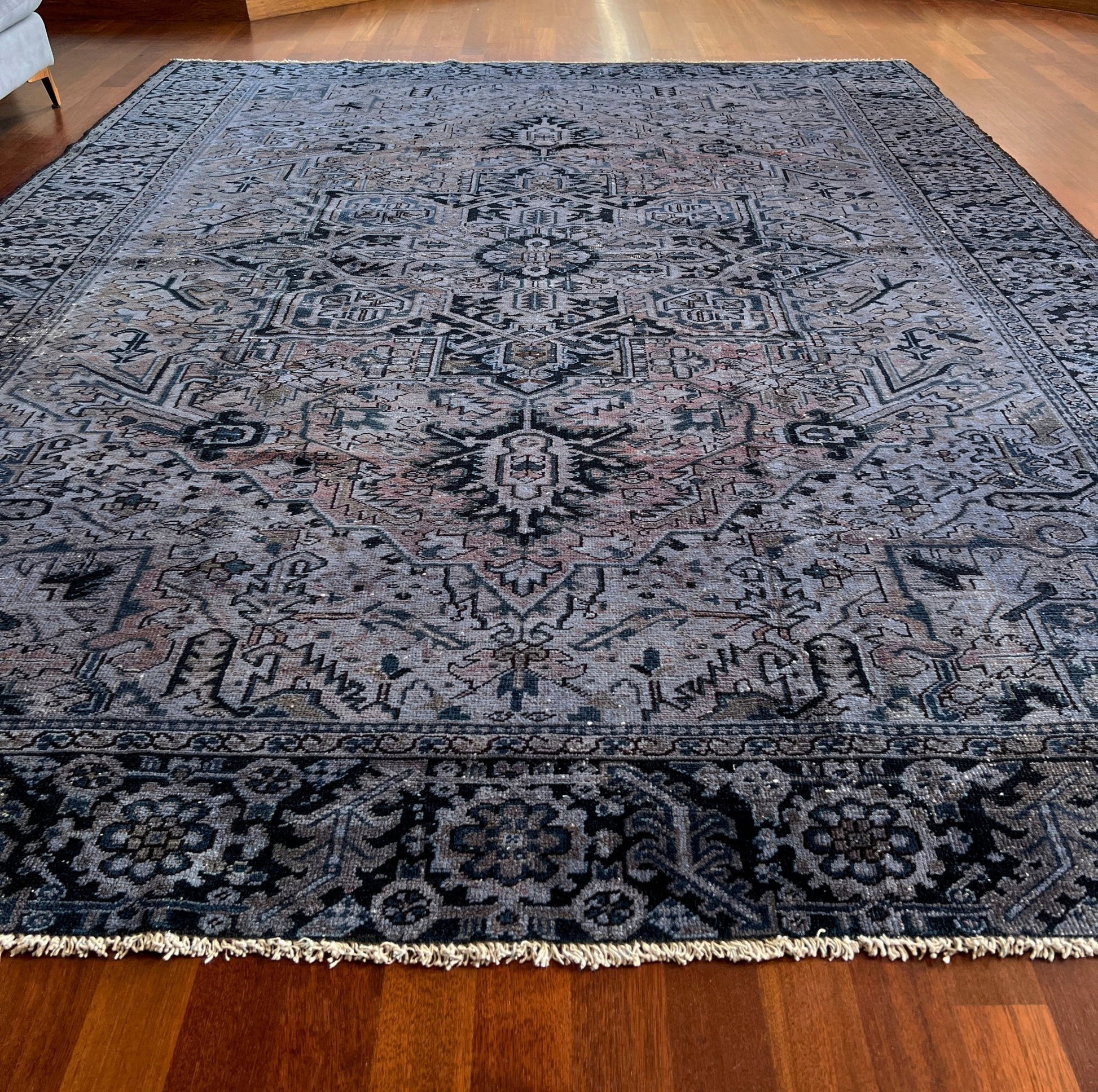 Muted Blue Heriz Serapi Persian Rug. 8x10 large Oriental Rug Shop San Francisco Bay Area. Buy oriental rug online