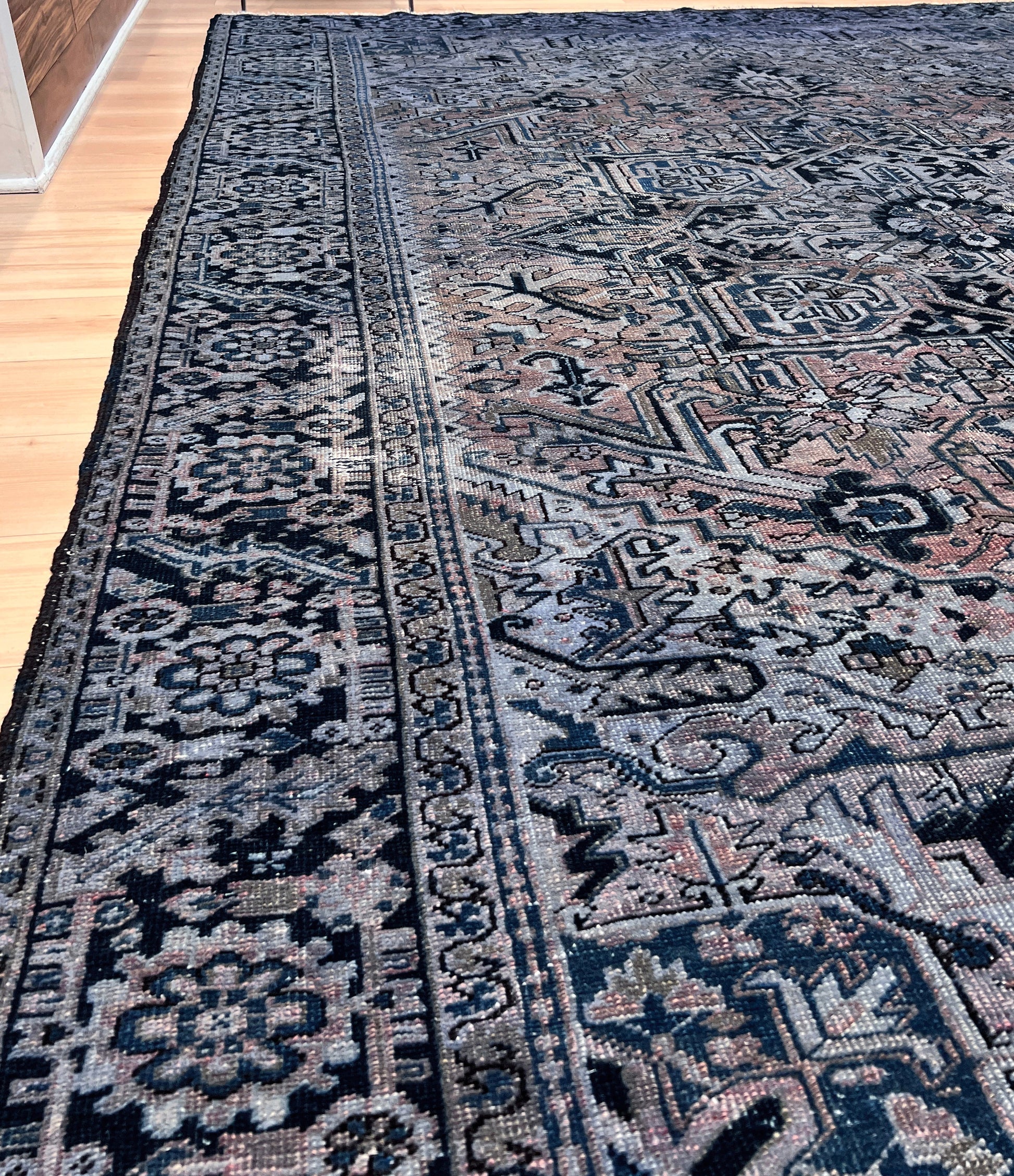 Muted Blue Heriz Serapi Persian Rug. 8x10 large Oriental Rug Shop San Francisco Bay Area. Buy oriental rug online