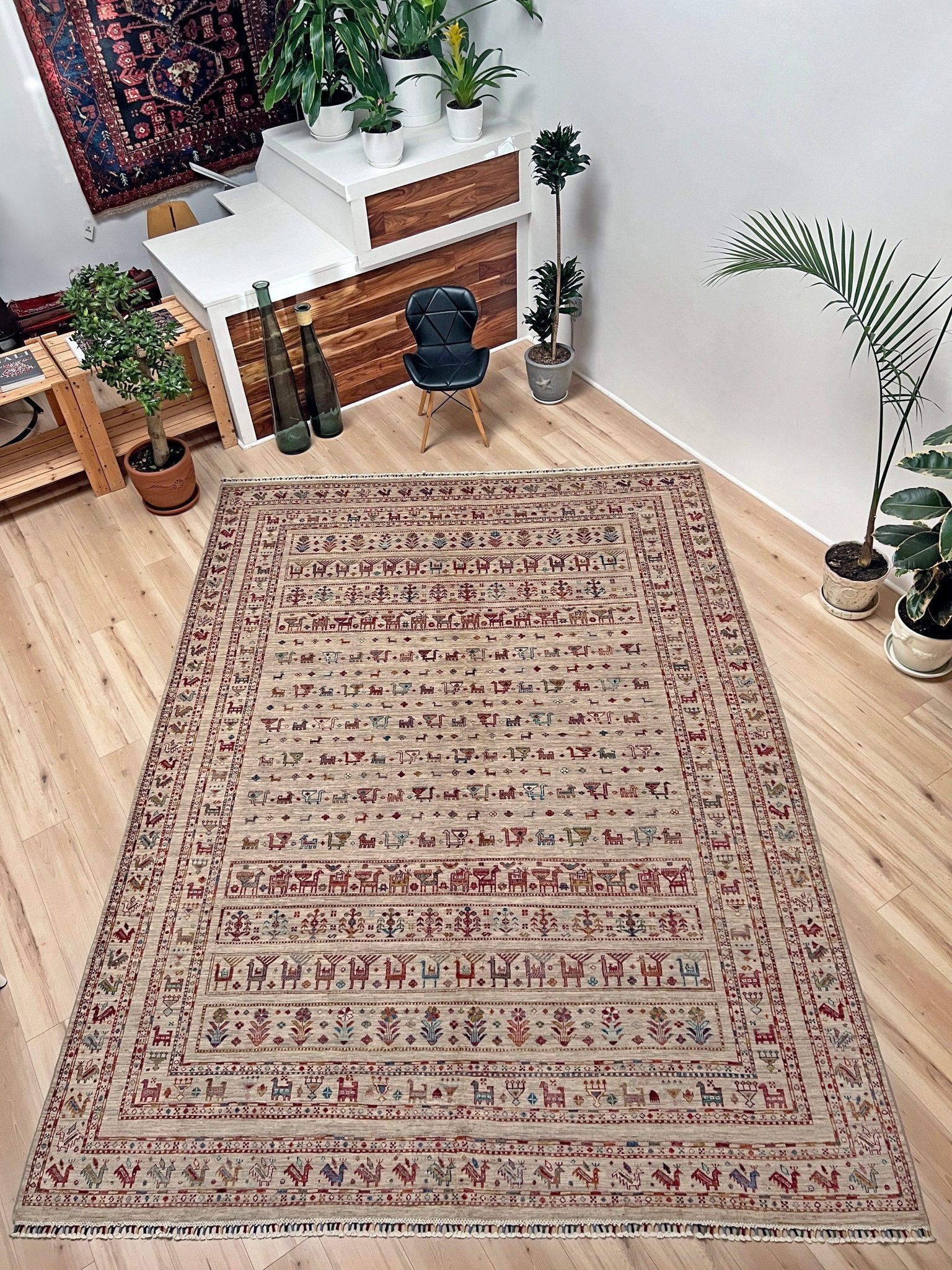 Khorjin Minimalistic Tribal Handmade Wool Orienta Rug shop San Francisco Bay Area. Buy Handmade Wool Large rug online