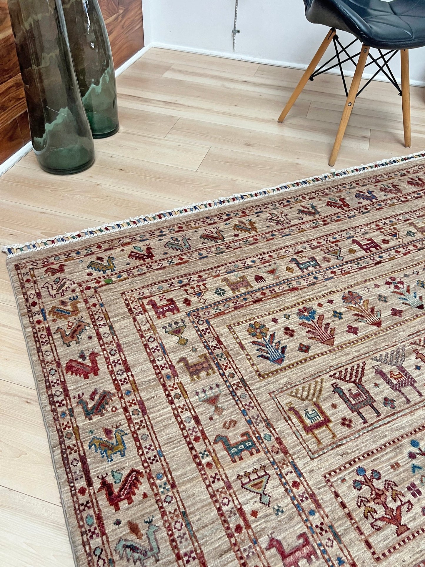 Khorjin Minimalistic Tribal Handmade Wool Orienta Rug shop San Francisco Bay Area. Buy Handmade Wool Large rug online