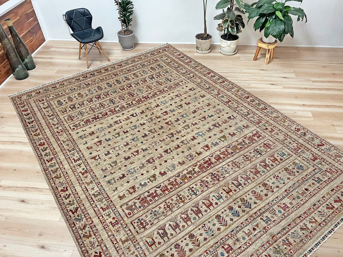 Khorjin Minimalistic Tribal Handmade Wool Orienta Rug shop San Francisco Bay Area. Buy Handmade Wool Large rug online