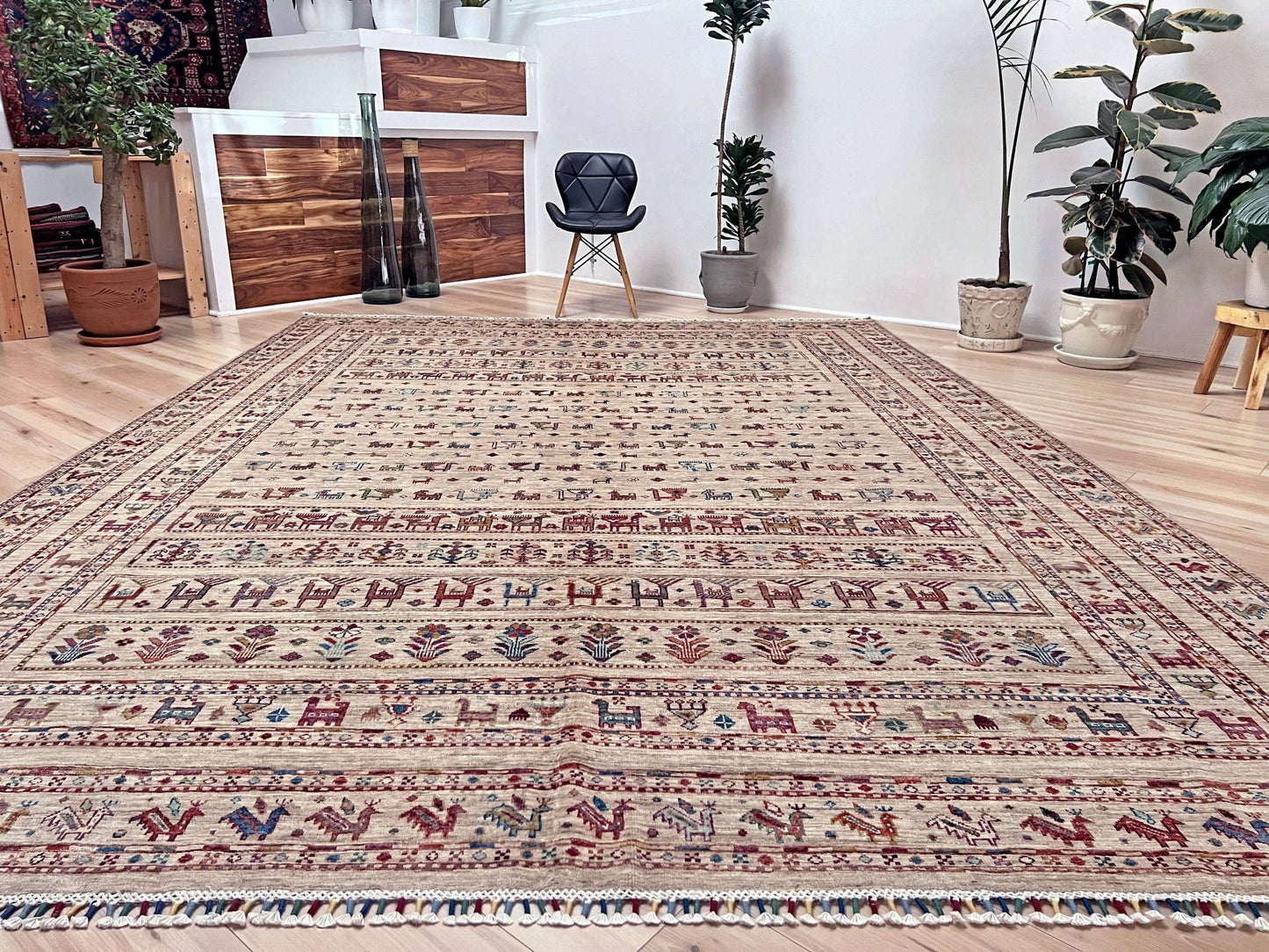 Khorjin Minimalistic Tribal Handmade Wool Orienta Rug shop San Francisco Bay Area. Buy Handmade Wool Large rug online