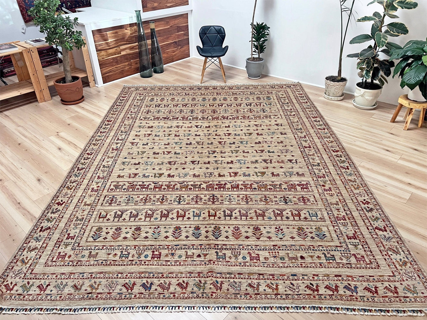 Khorjin Minimalistic Tribal Handmade Wool Orienta Rug shop San Francisco Bay Area. Buy Handmade Wool Large rug online