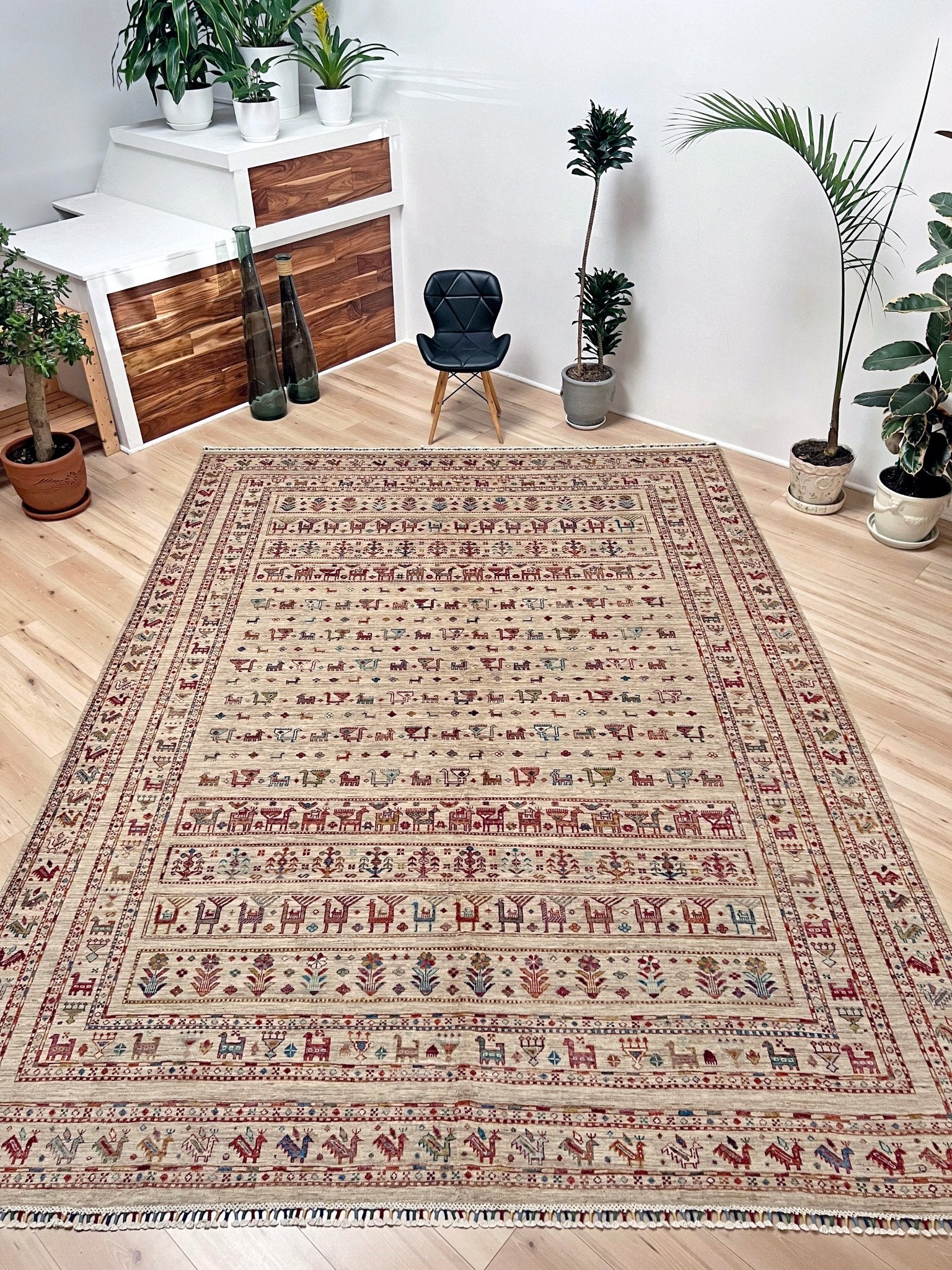 Khorjin Minimalistic Tribal Handmade Wool Orienta Rug shop San Francisco Bay Area. Buy Handmade Wool Large rug online