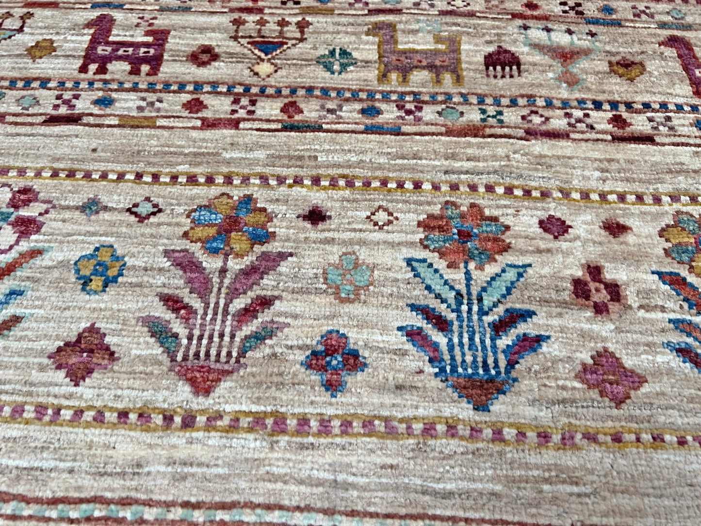 Khorjin Minimalistic Tribal Handmade Wool Orienta Rug shop San Francisco Bay Area. Buy Handmade Wool Large rug online