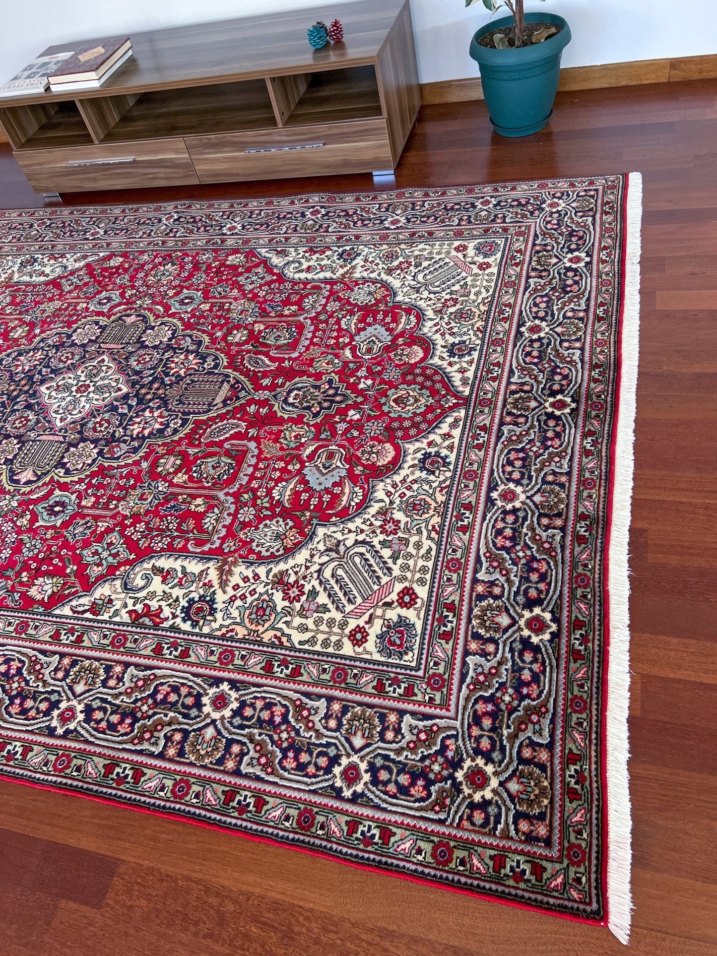 Tebriz large handmade wool persian area rug. Oriental rug shop san francisco bay area.