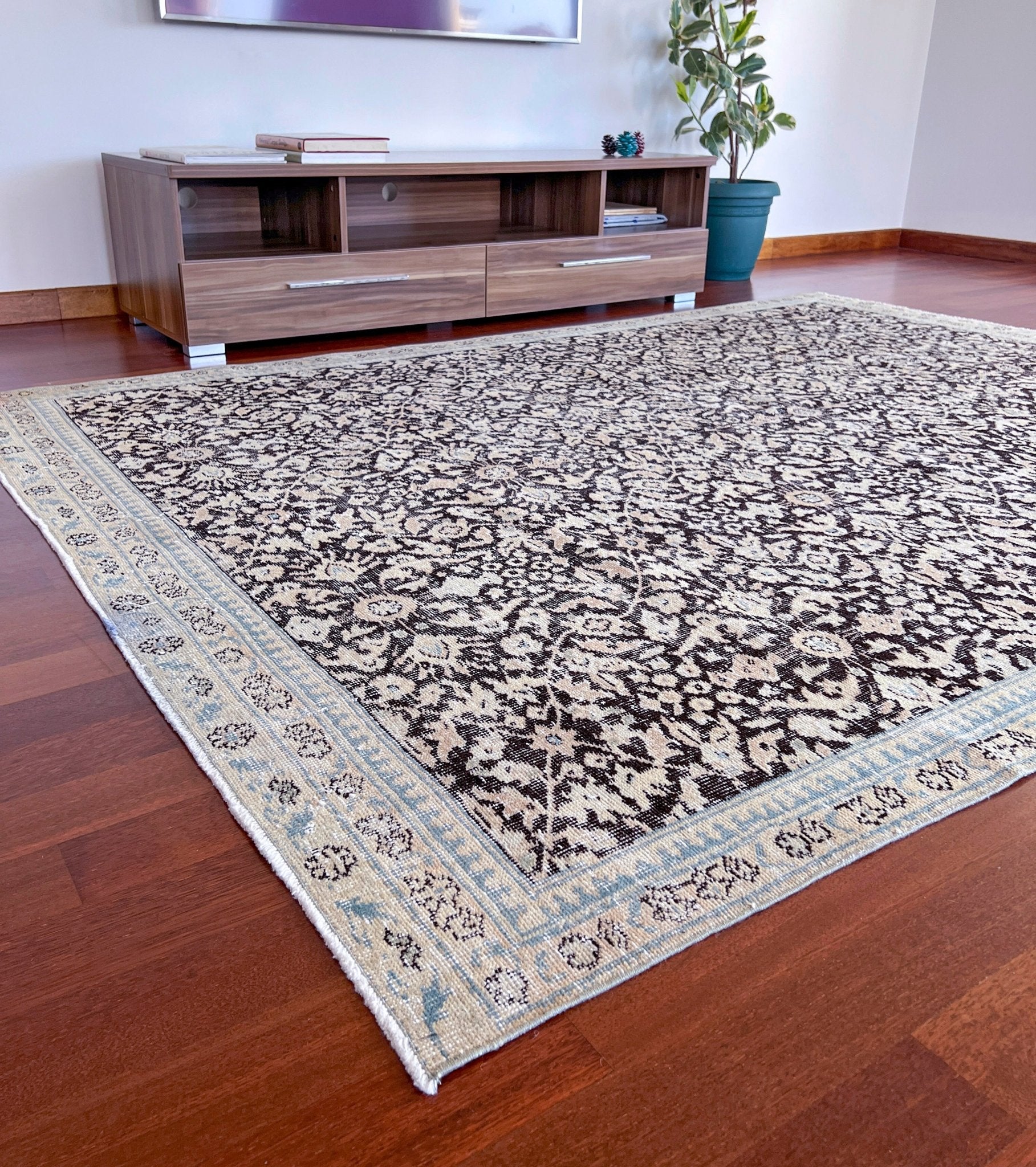 Muted floral minimalist vintage turkish rug shop san francisco bay area palo alto oriental rug shop berkeley buy rugs online