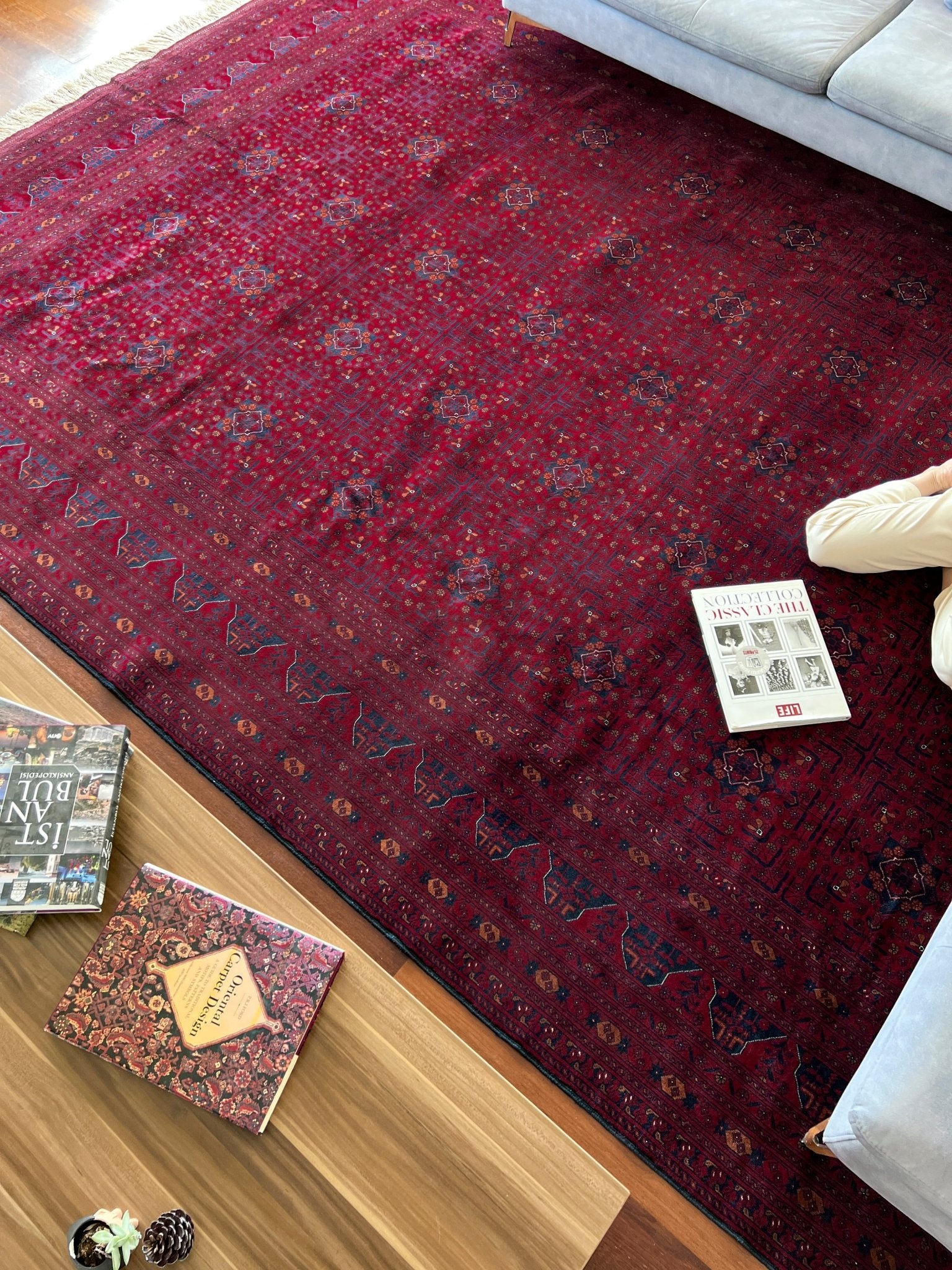 Large turkmen bilicik rug burgundy red navy blue oriental rug shop palo alto berkeley rug shopping san francisco bay area buy