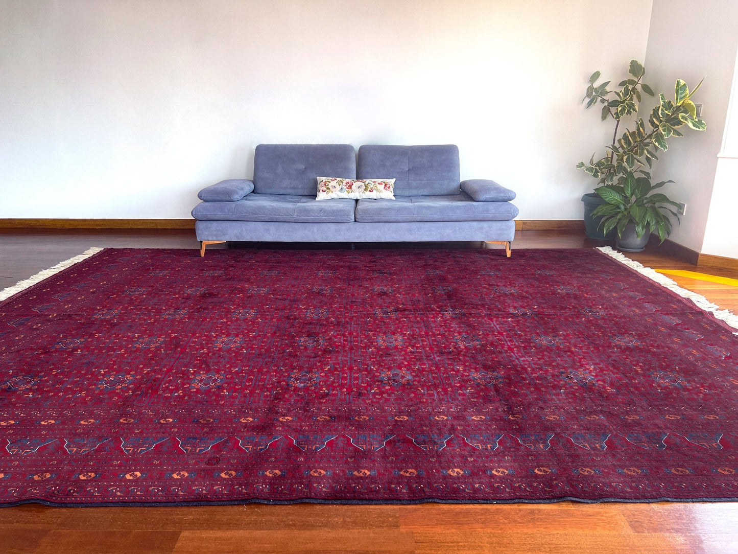 Large turkmen bilicik rug burgundy red navy blue oriental rug shop palo alto berkeley rug shopping san francisco bay area buy